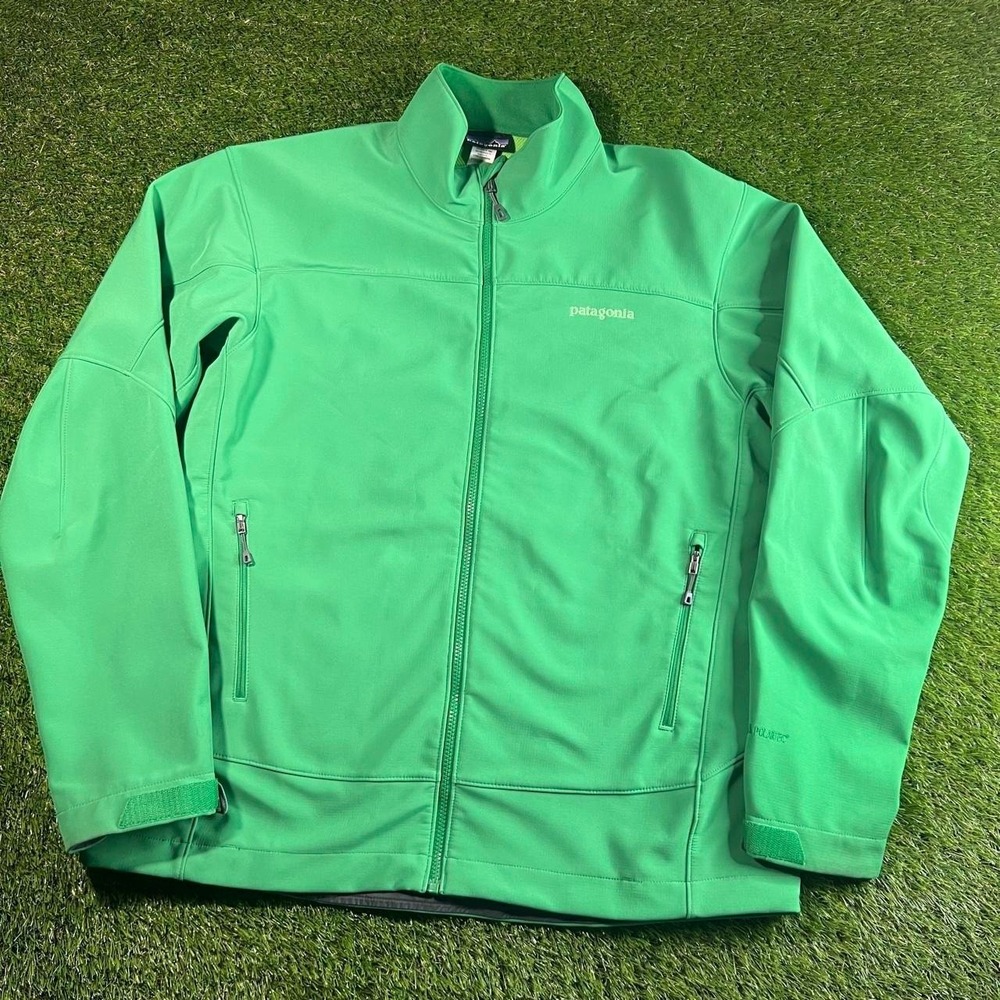 Patagonia Adze Windbloc Soft Shell Jacket XL Green Polartec Full Zip Outdoor